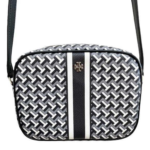 TORY BURCH T Zag Crossbody Bag Gray Black White - Picture 1 of 6